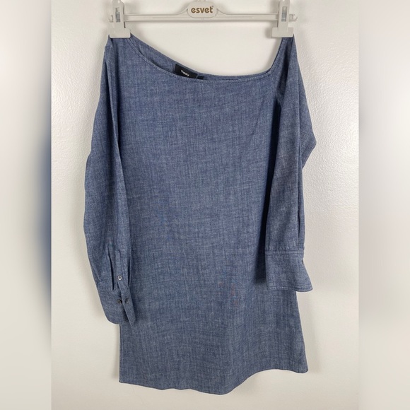 Theory Ulrika B Chambray One Shoulder Mini Dress/ Tunic Size 2 - Picture 2 of 9